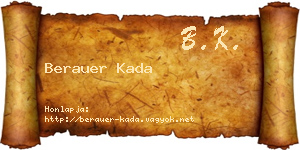 Berauer Kada névjegykártya